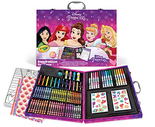 CRAYOLA Maletín del Artista Princesas Disney, 115 Piezas, Regalo para niñas, Actividades Creativas, años 5,6,7,8+