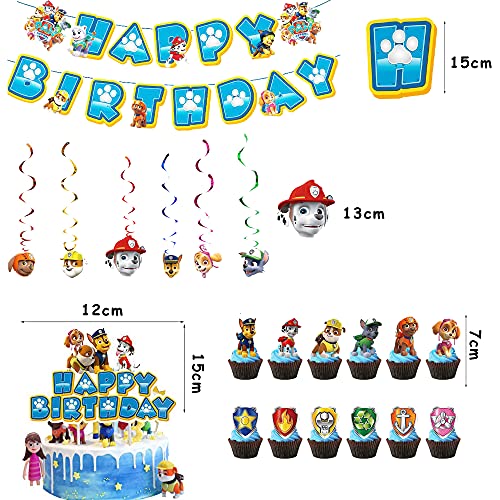 Cumpleaños de Paw Dog Patrol Globos de Paw Dog Patrol Cumpleaños Paw Dog Patrol Pancarta Paw Dog Patrol Tarta Decoracion Patrulla Canina Remolinos Colgantes Decoración