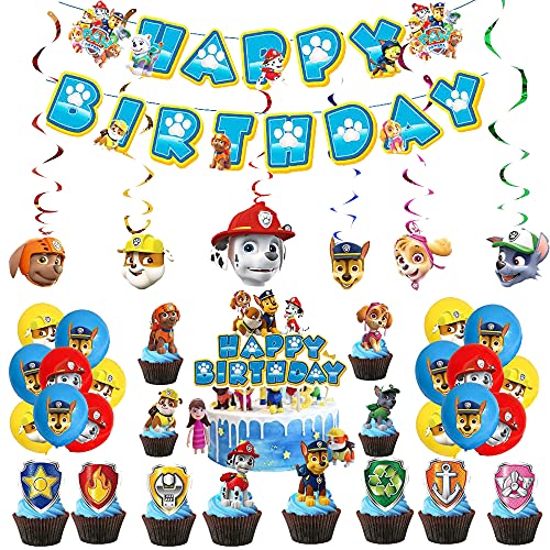 Cumpleaños de Paw Dog Patrol Globos de Paw Dog Patrol Cumpleaños Paw Dog Patrol Pancarta Paw Dog Patrol Tarta Decoracion Patrulla Canina Remolinos Colgantes Decoración