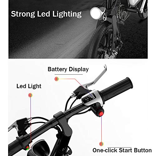 CYC Ss12 Pulgadas Bicicleta Electrica Plegables Neumático Gordo Bicicleta Eléctrica 250w Motor Batería 36v 6.0ah 25 Km/h 3 Modos de Conducción E-Bike Adulto para Viajes Al Aire Libre,Blanco