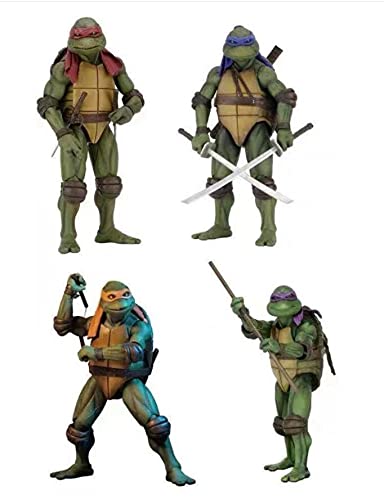 CYGG Figura de acción de Las Tortugas Ninja Mutantes Adolescentes Adornos de Juguete de Personaje de Dibujos Animados de versión de película de los años 90 de 6.5 Pulgadas (Azul)