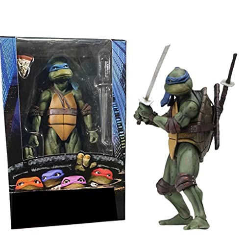 CYGG Figura de acción de Las Tortugas Ninja Mutantes Adolescentes Adornos de Juguete de Personaje de Dibujos Animados de versión de película de los años 90 de 6.5 Pulgadas (Azul)