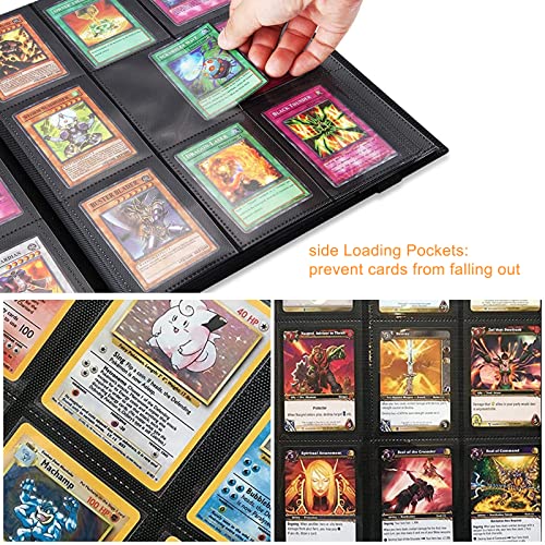 Cytteroa Álbumes Para Cartas Coleccionables ,Bolsillos Para Tarjetas Coleccionables Bolsillos Álbumes para Cartas Álbum Colección Tarjetas Impermeable Para 360 Tarjetas, Para Pokémon, Yugioh, Negro