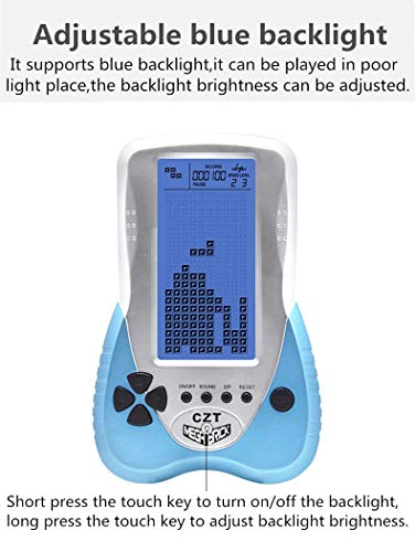 CZT Nuevo 4,1 Pulgadas Pantalla de luz de Fondo Azul Consola de Juegos Brick Soporte para Auriculares 23 Partidos Juguete de Regalo para niños Luz de Fondo Azul Ajustable Batería de Litio