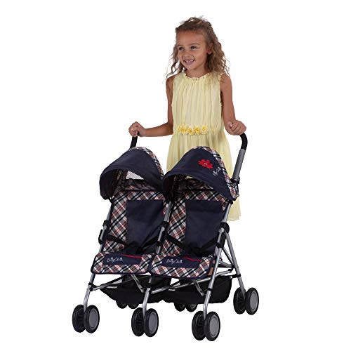 Daisy Chain Silla de Paseo gemelar para muñecos Zipp MAX - Recomendado para niños de 4 a 9 años. (Classic Check)