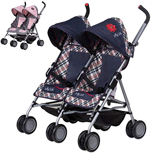 Daisy Chain Silla de Paseo gemelar para muñecos Zipp MAX - Recomendado para niños de 4 a 9 años. (Classic Check)