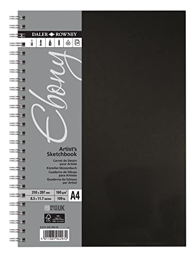 Daler Rowney DR813200400 - Cuaderno (tamaño A4, tapas duras, muelle de espiral), color negro