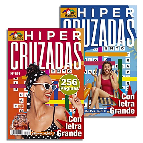 DataPrice Pack de 2 Libros de Pasatiempos Hiper Cruzadas. Cruzadas para Adultos variadas. 256 pág. - Ed. Zugarto -.