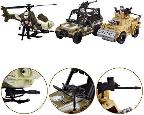 deAO Vehículos de Combate Modelo Die-Cast a Pequeña Escala Figuras Coleccionables Conjunto Playset Fuerzas Armadas y Unidad de Defensa Militar