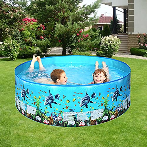 Decdeal Piscina para Niños al Aire Libre Piscinas Portátiles Plegables de Forma Redonda para Niños Pequeños Piscina Desmontable Tubular Infantil Juego Acuático de Verano