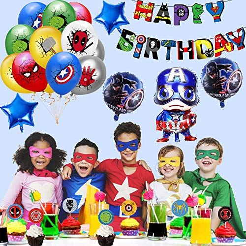 Decoracion Cumpleaños Superheroes Globos de Superheroes Globos de Papel de Superhéroe Feliz Cumpleaños del Pancarta Superhéroes Adornos de Pastel Superheroes