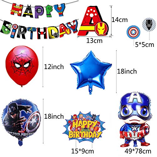 Decoracion Cumpleaños Superheroes Globos de Superheroes Globos de Papel de Superhéroe Feliz Cumpleaños del Pancarta Superhéroes Adornos de Pastel Superheroes