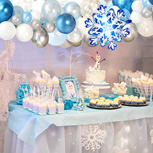 Decoracion Fiesta Frozen, Paquete 90 kit arco guirnalda globos, globos copo nieve para decoraciones cumpleaños Frozen Elsa, baby shower fiesta bodas