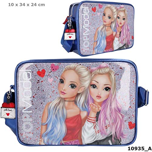 Depesche-DP-0010935 Bolso Bandolera TOPModel Love Letters, Azul, Aprox. 10 x 24 x 34 cm, Color Multicolor, Länge: 10 cm Breite: 34 cm Höhe: 24 cm (10935)