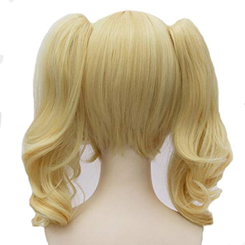 DER Cosplay Harley Pelucas Pelo Rubio Ondulado sintético (Stretched Length : 18inches)