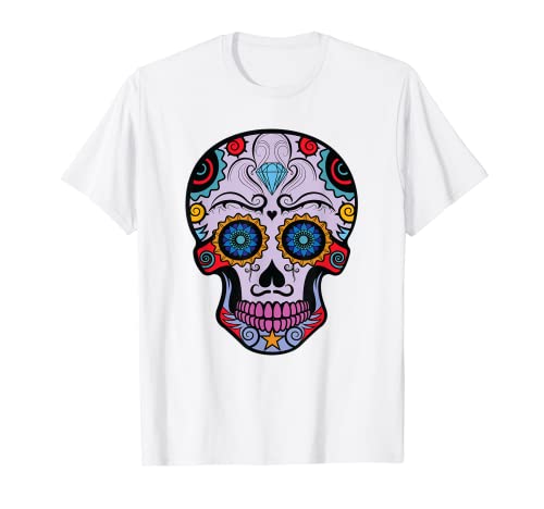 Dia De Los Muertos Costume Sugar Skull Mask Day Of The Dead Camiseta