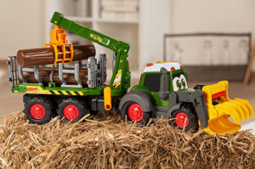 Dickie- Fendt Tractor Forestal con LUZ Y Sonido 65 CM, Multicolor (3819003)