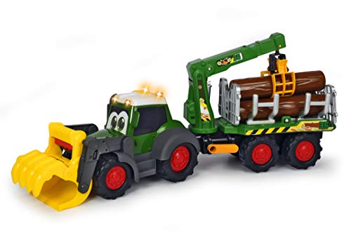 Dickie- Fendt Tractor Forestal con LUZ Y Sonido 65 CM, Multicolor (3819003)