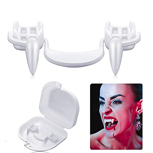 Dientes de vampiro retráctiles, realistas, espantosas, para niños, adultos, Halloween, fiestas de carnaval