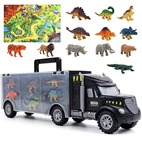 Dinosaurios Juguetes Camión Coches de Juguetes con 12 Piezas Animales Dinosaurios Juguetes Tapete de Juego Dinosaurios World Juegos Educativos Regalo Navidad Juguetes Niños 3 4 5 6 Años