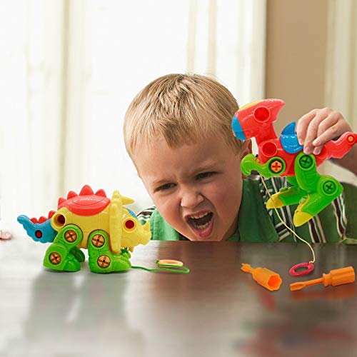 Dinosaurios Juguetes Piezas construccion niños con Taladro Eléctrico Puzzles Infantiles Incluyen Tiranosaurio Rex y Triceratops Regalo para Niños Niñas 3 4 5 Años