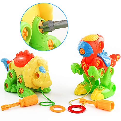 Dinosaurios Juguetes Piezas construccion niños con Taladro Eléctrico Puzzles Infantiles Incluyen Tiranosaurio Rex y Triceratops Regalo para Niños Niñas 3 4 5 Años