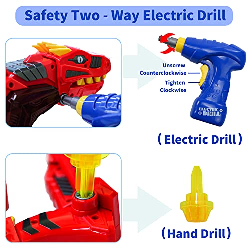 Dinosaurios Juguetes Pistola Animales de Juguete Indominus Rex Juguete con Sonido y Flash,Robot Dinosaurio con Eléctrico Taladro Juguete Construcciones para Niños 2 3 4 5 6 Años