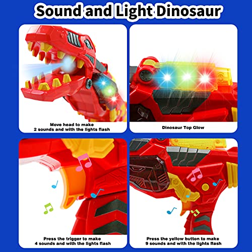 Dinosaurios Juguetes Pistola Animales de Juguete Indominus Rex Juguete con Sonido y Flash,Robot Dinosaurio con Eléctrico Taladro Juguete Construcciones para Niños 2 3 4 5 6 Años