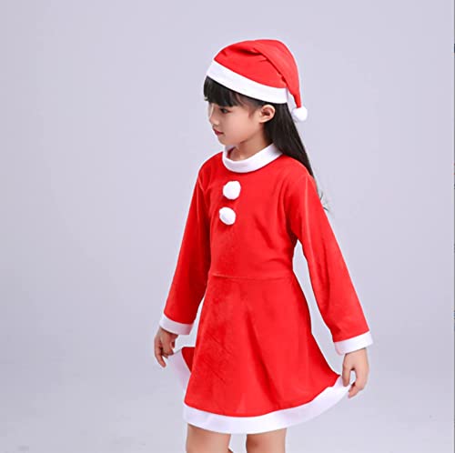 通用 Disfraz De Papá/Mama Noel para Adultos o Niños Con Chaqueta, Pantalón, Barba, Gorro y Cinturón (NIÑA 4-6 años)