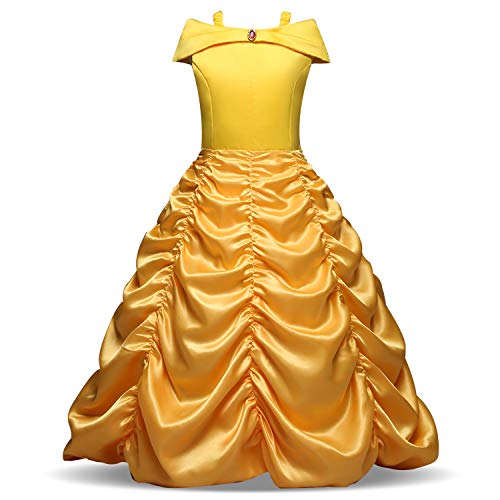 Disfraz de Princesa Belle Vestido para Niña (3-10 Años) (7-8 Años, 128 cm)