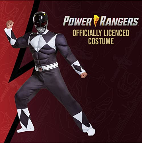 Disguise Disfraz Power Ranger Adulto Negro Deluxe, Disfraz Superheroe Adulto Disponible en Talla L