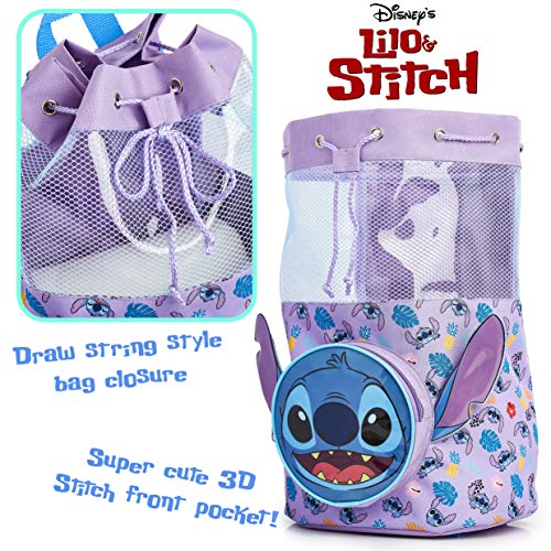 Disney Bolsa de Playa de Lilo y Stitch, Bolsa Juguetes Playa, Mochila Natacion Transparente, Bolsos Playa para Niños y Niñas, Mochilas Saco Infantiles