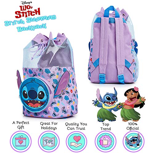 Disney Bolsa de Playa de Lilo y Stitch, Bolsa Juguetes Playa, Mochila Natacion Transparente, Bolsos Playa para Niños y Niñas, Mochilas Saco Infantiles