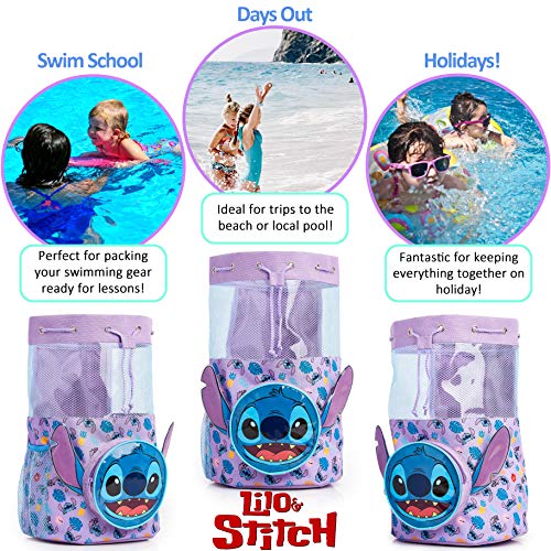 Disney Bolsa de Playa de Lilo y Stitch, Bolsa Juguetes Playa, Mochila Natacion Transparente, Bolsos Playa para Niños y Niñas, Mochilas Saco Infantiles