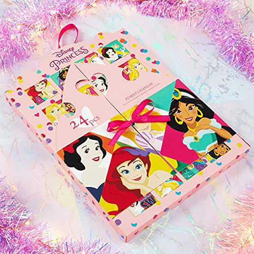 Disney Calendario Adviento 2021, Calendarios de Adviento de Juguete con 24 Joyas Niña de las Princesas Disney, Regalos de Navidad Para Niñas