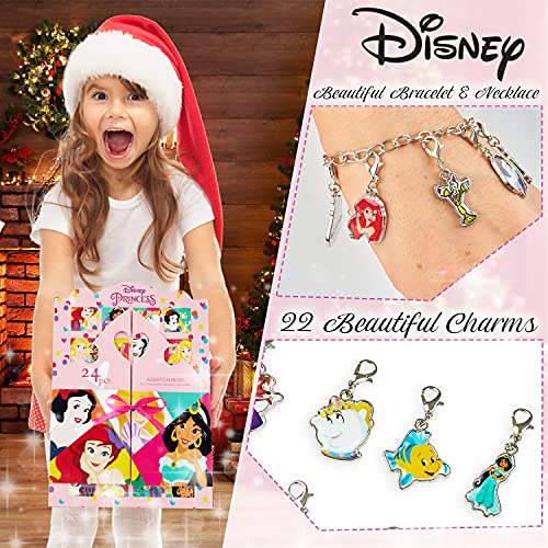 Disney Calendario Adviento 2021, Calendarios de Adviento de Juguete con 24 Joyas Niña de las Princesas Disney, Regalos de Navidad Para Niñas