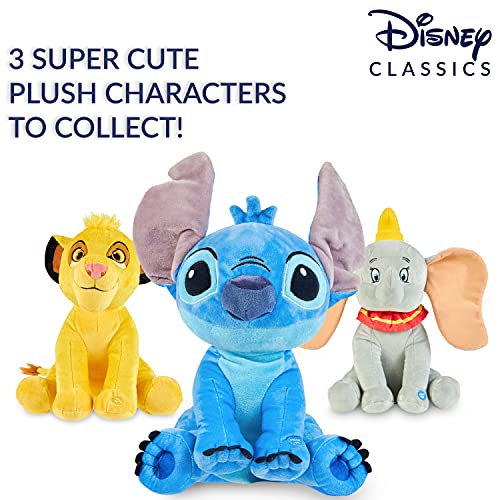 Disney Peluches Pequeños de Stitch, Simba y Dumbo, Peluche Bebe 28 cm, Disney Juguetes Interactivos (Azul Stitch)