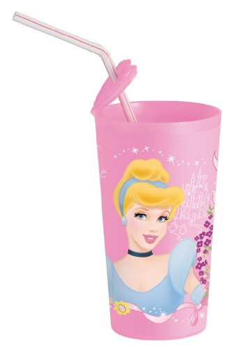 Disney Princess - Vaso decorado con princesa Disney, Rosa, 415 ml (734208)