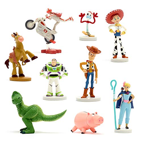 Disney Store Toy Story 4 Deluxe - Figura decorativa de 9 piezas, diseño Pixar Toy Story 4, contiene 9 figuras de plástico moldeadas para niños de 3 años