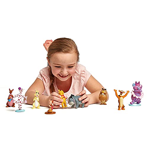 Disney Store Winnie the Pooh Deluxe - Figura decorativa de 9 piezas, diseño de Winnie The Pooh, con 9 figuras de plástico moldeadas para niños de 3 años