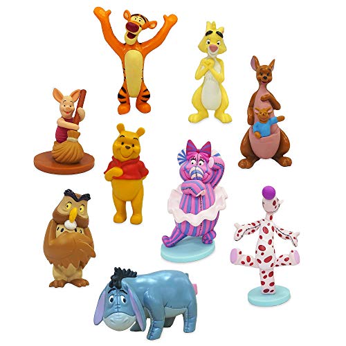 Disney Store Winnie the Pooh Deluxe - Figura decorativa de 9 piezas, diseño de Winnie The Pooh, con 9 figuras de plástico moldeadas para niños de 3 años