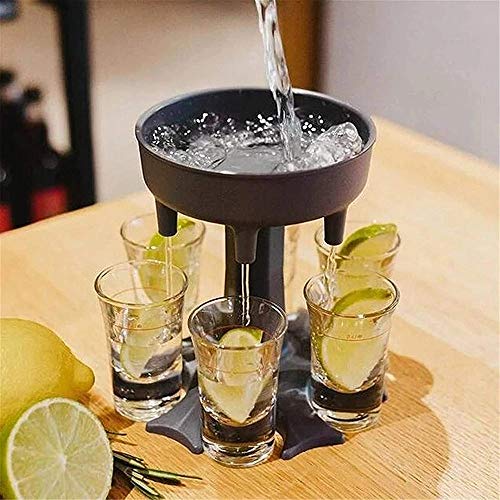 Dispensador de Bebida Colores - Soporte para Vasos de chupito - Juegos para Fiestas - Regalos Originales (Incluye 6 Vasos) (Gris)