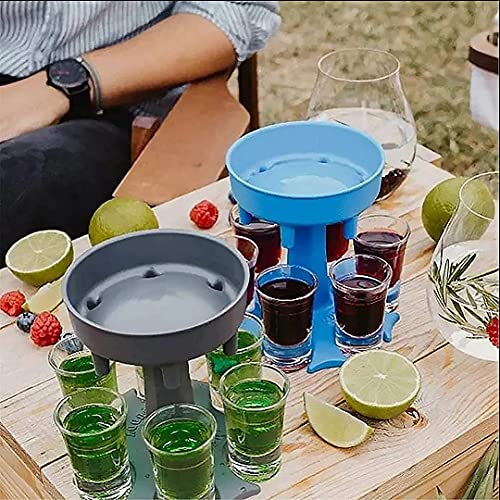 Dispensador de Bebida Colores - Soporte para Vasos de chupito - Juegos para Fiestas - Regalos Originales (Incluye 6 Vasos) (Gris)