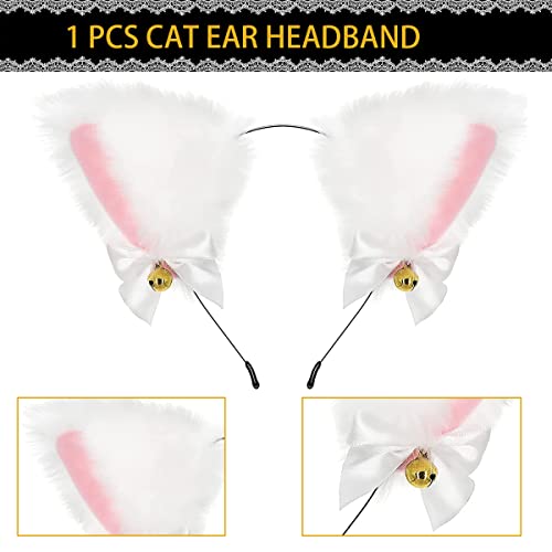 DoDuo Diadema de Oreja de Gato, Kit Disfraz Diadema de Gato Collar Choker Aleación para Mujer Niña Disfraces Fiesta Halloween Cumpleaños Cosplay