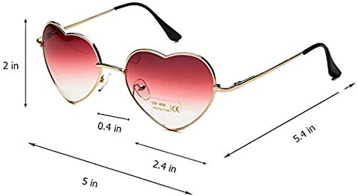 Dollger Gafas de sol con forma de corazón para mujer, marco de metal fino, gafas de sol UV400, Lente degradada roja + marco dorado, Geeignet für alle Gesichtsformen