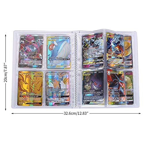 Dorara Cartas de Comercio Álbum Compatible con Cartas Pokemon, Carpeta Titular Compatible con Cartas Pokemon, Tarjetero de colección, 4 Bolsillos por página, 30 páginas en Total (Sun and Moon)