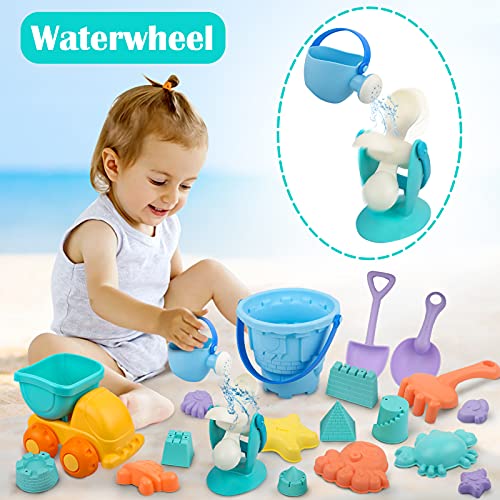 Dreamon Conjunto de Juguetes Playa Bebe Colores Moldes de Arena con Bolsa para Niños 3 Años, 20 Piezas