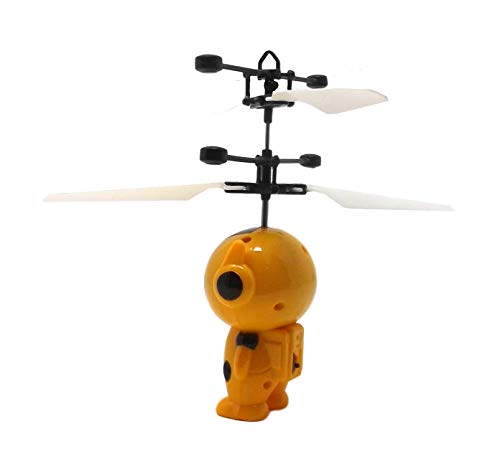 Dron robots volador astronaut Spaceman helicóptero (amarillo) – Fácil de controlar a mano con sensores y control remoto por infrarrojos, gran regalo