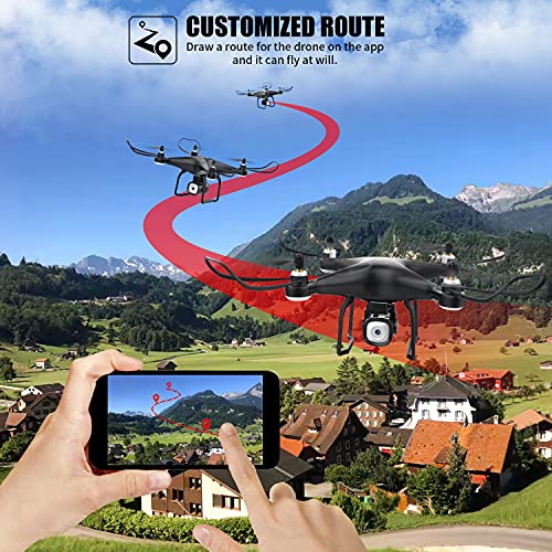 Drones con Cámara 1080P HD FPV, TEEROK Drone Modo sin Cabeza, Despegue con Una Tecla, Filp 3D, Ruta de Vuelo Personalizada, Control de Gravedad , Drones para Niños y Principiantes