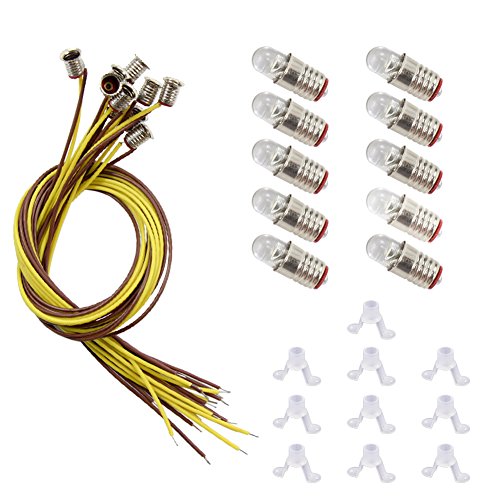 E505WT 10 sets LED blanco Bombillas del tornillo de rosca E5.5 12V-14V Maquetas de trenes